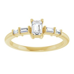 10K Yellow Gold 4.5x3 mm Emerald Ring Mounting – image 5
