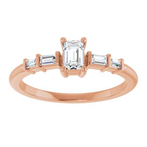 18K Rose Gold 4.5x3 mm Emerald Ring Mounting – image 5