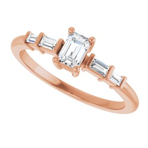 14K Rose Gold 4.5x3 mm Emerald Ring Mounting – image 8