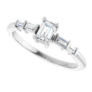 14K White Gold 4.5x3 mm Emerald Ring Mounting – image 8