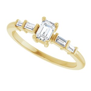 10K Yellow Gold 4.5x3 mm Emerald Ring Mounting – image 8