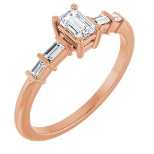 10K Rose Gold 4.5x3 mm Emerald Ring Mounting