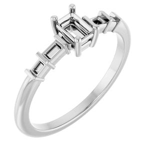 Sterling Silver 4.5x3 mm Emerald Ring Mounting – image 2