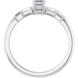 14K X1 White Gold 4.5x3 mm Emerald Ring Mounting – image 3