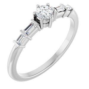 18K White Gold 3.5 mm Round Ring Mounting