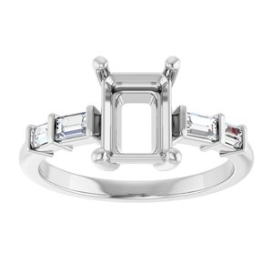 14K White Gold 8x6 mm Emerald 1/4 CTW Lab-Grown Diamond Semi-Set Ring – image 6