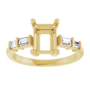 14K Yellow Gold 8x6 mm Emerald 1/4 CTW Lab-Grown Diamond Semi-Set Ring – image 6