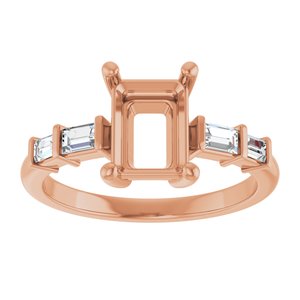 14K Rose Gold 8x6 mm Emerald 1/4 CTW Lab-Grown Diamond Semi-Set Ring – image 6