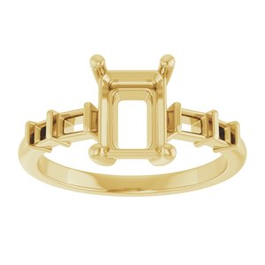10K Yellow Gold 8x6 mm Emerald Ring Mounting – image 6
