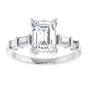 Sterling Silver 8x6 mm Emerald Ring Mounting – image 5