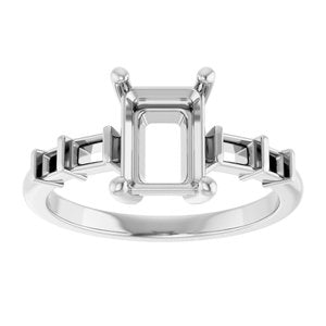 Platinum 8x6 mm Emerald Ring Mounting – image 6