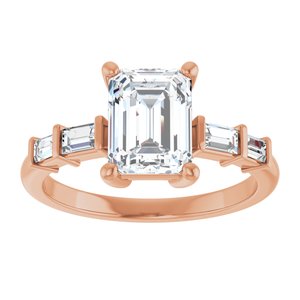 14K Rose Gold 8x6 mm Emerald 1/4 CTW Lab-Grown Diamond Semi-Set Ring – image 5