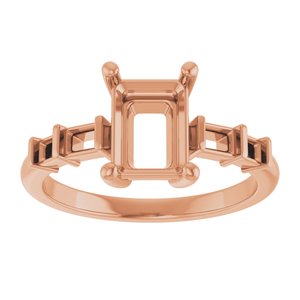 18K Rose Gold 8x6 mm Emerald Ring Mounting – image 6