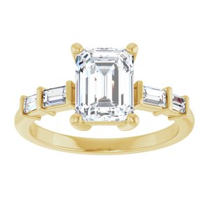 18K Yellow Gold 8x6 mm Emerald Ring Mounting – image 5