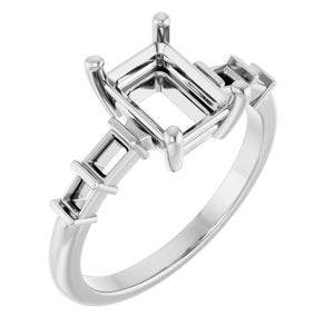 Continuum Sterling Silver 8x6 mm Emerald Ring Mounting – image 2