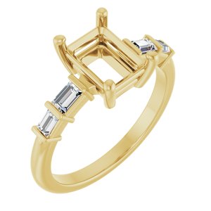14K Yellow Gold 8x6 mm Emerald 1/4 CTW Lab-Grown Diamond Semi-Set Ring – image 2