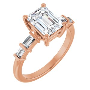 14K Rose Gold 8x6 mm Emerald 1/4 CTW Lab-Grown Diamond Semi-Set Ring
