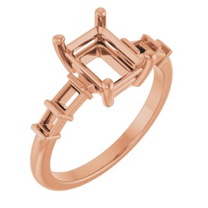 14K Rose Gold 8x6 mm Emerald Ring Mounting – image 2