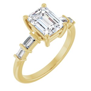 18K Yellow Gold 8x6 mm Emerald Ring Mounting