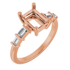 14K Rose Gold 8x6 mm Emerald 1/4 CTW Lab-Grown Diamond Semi-Set Ring – image 2