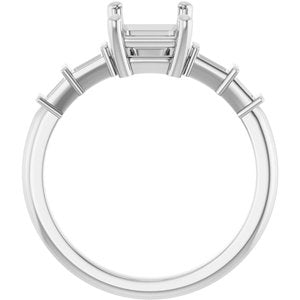 14K White Gold 8x6 mm Emerald Ring Mounting – image 4