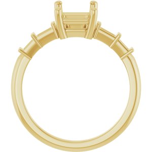10K Yellow Gold 8x6 mm Emerald Ring Mounting – image 4