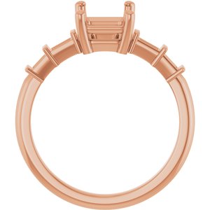 10K Rose Gold 8x6 mm Emerald Ring Mounting – image 4