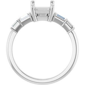 Platinum 8x6 mm Emerald 1/4 CTW Natural Diamond Semi-Set Ring – image 4