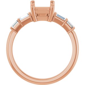 14K Rose Gold 8x6 mm Emerald 1/4 CTW Lab-Grown Diamond Semi-Set Ring – image 4