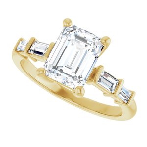 14K Yellow Gold 8x6 mm Emerald Ring Mounting – image 8