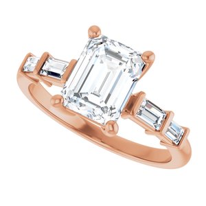 14K Rose Gold 8x6 mm Emerald 1/4 CTW Lab-Grown Diamond Semi-Set Ring – image 8