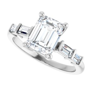 Platinum 8x6 mm Emerald Ring Mounting – image 8