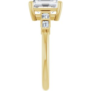 10K Yellow Gold 8x6 mm Emerald Ring Mounting – image 7