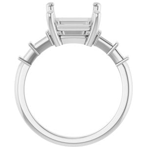 14K X1 White Gold 11x9 mm Emerald Ring Mounting – image 4