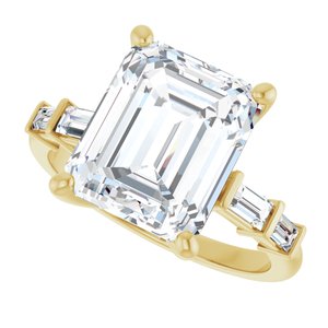 14K Yellow Gold 11x9 mm Emerald Ring Mounting – image 8