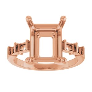 10K Rose Gold 11x9 mm Emerald Ring Mounting – image 6