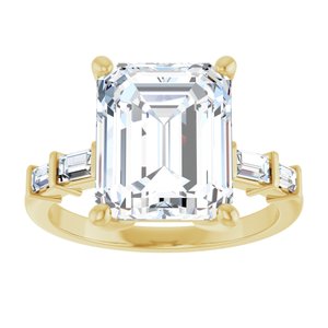 14K Yellow Gold 11x9 mm Emerald Ring Mounting – image 5