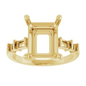 10K Yellow Gold 11x9 mm Emerald Ring Mounting – image 6