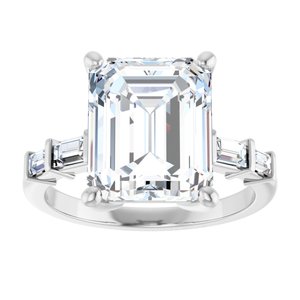 18K White Gold 11x9 mm Emerald Ring Mounting – image 5