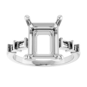 18K White Gold 11x9 mm Emerald Ring Mounting – image 6