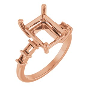 18K Rose Gold 11x9 mm Emerald Ring Mounting – image 2