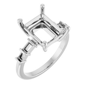 Sterling Silver 11x9 mm Emerald Ring Mounting – image 2