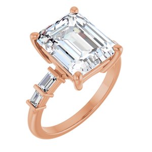 10K Rose Gold 11x9 mm Emerald Ring Mounting