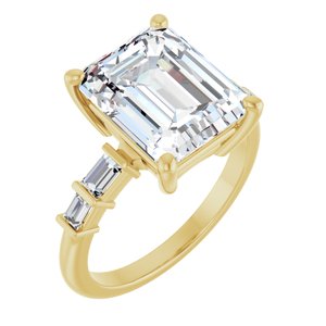 10K Yellow Gold 11x9 mm Emerald Ring Mounting