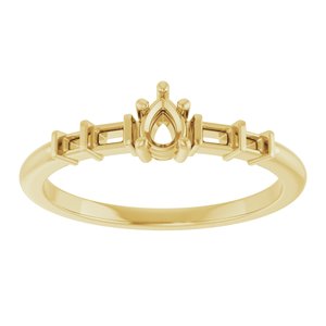 18K Yellow Gold 4x3 mm Pear Ring Mounting – image 6