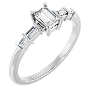 14K White Gold 4.5x3 mm Straight Baguette Ring Mounting