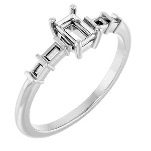 Sterling Silver 4.5x3 mm Straight Baguette Ring Mounting – image 2