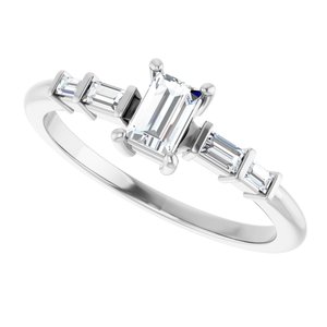 14K X1 White Gold 4.5x3 mm Straight Baguette Ring Mounting – image 8