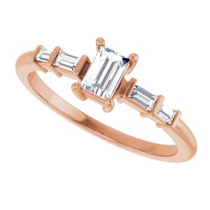 18K Rose Gold 4.5x3 mm Straight Baguette Ring Mounting – image 8