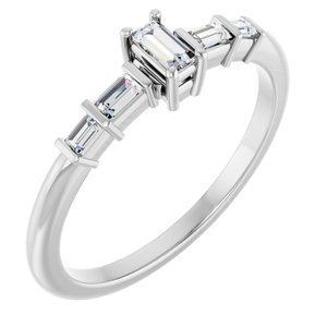 18K White Gold 3.5x1.75 mm Straight Baguette Ring Mounting